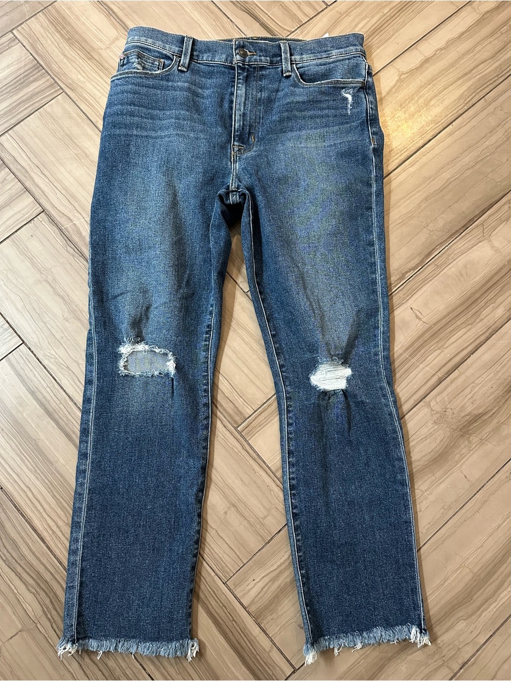 Hudson Blair High Rise Crop Frayed Hem Straight jeans 30
